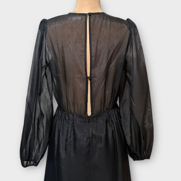NWT Reformation Meesha Dress 6 Black Sheer Open Back NEW $378 Midi - Picture 8 of 15